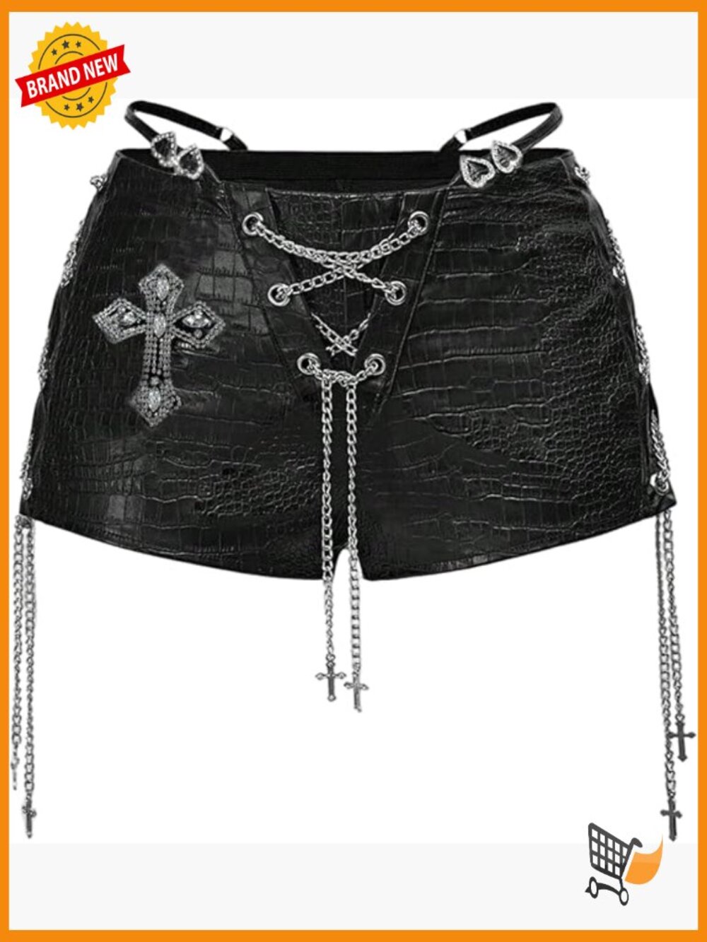 Gothic Lace Up Leather Micro Mini Shorts Low Rise Rave Hot Pants